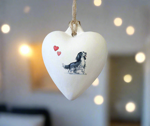 Sprocker Black & White Ceramic Heart Bauble